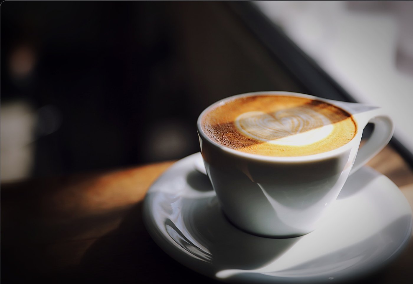 Latte with heart art, Grad & Go coffee